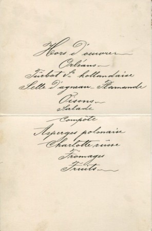 Klappkarte Frankreich 1912 Innenseite